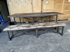 Industrial Style Wood & Metal XL Table & Bench
