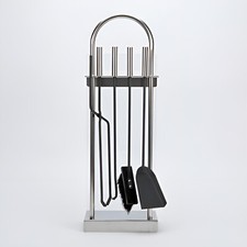 Inglenook 5 piece Superior Glass Steel/Black Companion Set