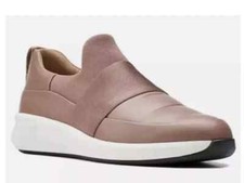 Clarks Un Rio Lo Dark Blush Women's Leather Slip On Trainers Size UK 5.5 - 6.5D