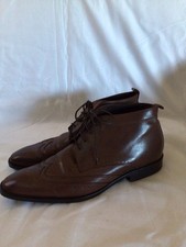 Mens M & S AUTOGRAPH Brown Leather Square To Lace Up Boots Size UK 10
