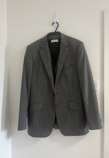 Reiss Suit Jacket & Waistcoat Mens 38 Inch Grey Fleck Wool Blend 2 Piece Formal