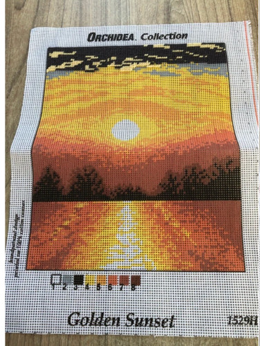 Part stitched tapestry canvas - part,