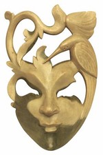 Exotic Mask Wooden Hand Carved Abstract Wall Plaque Hanging Unique Sculpture Art