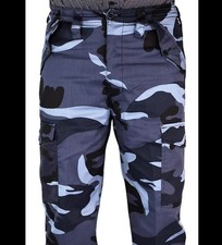 Men's Army Cargo Combat Work Trousers Camo Camouflage  blue
