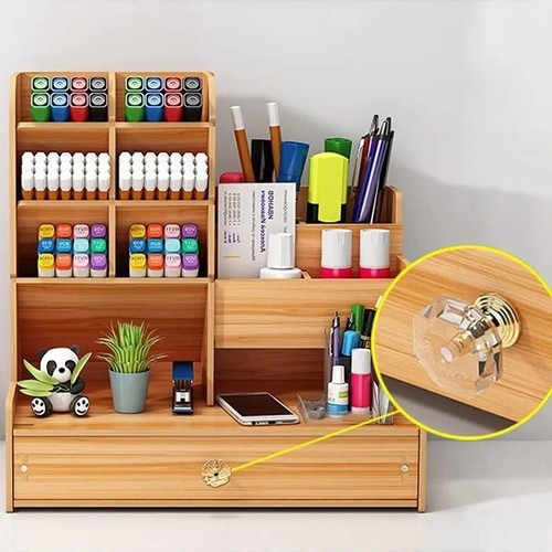 Wooden office desk organiser - office,