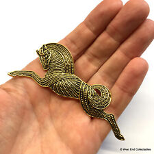 LARGE 4" Celtic Viking Horse Goldtone Brooch Gift Art Deco Style Pendant Pin