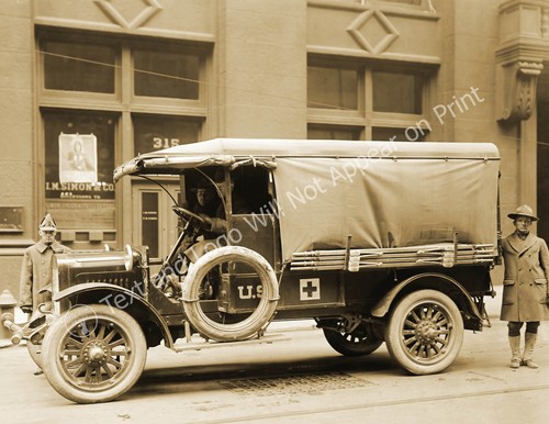 1918 wwi army - ambulance, truck
