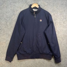 Fila White Line Track Top Mens Size UK XL Navy Blue Zip 80s 90s Casual Vintage