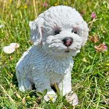 Bichon Frise Puppy Dog Garden Animal Ornament Outdoor Statue
