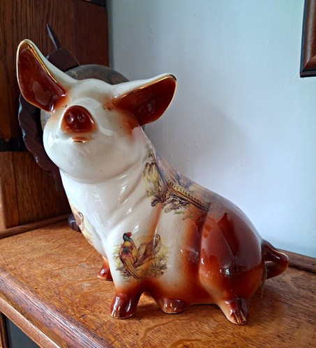 Vintage ceramic pig with - vintage,