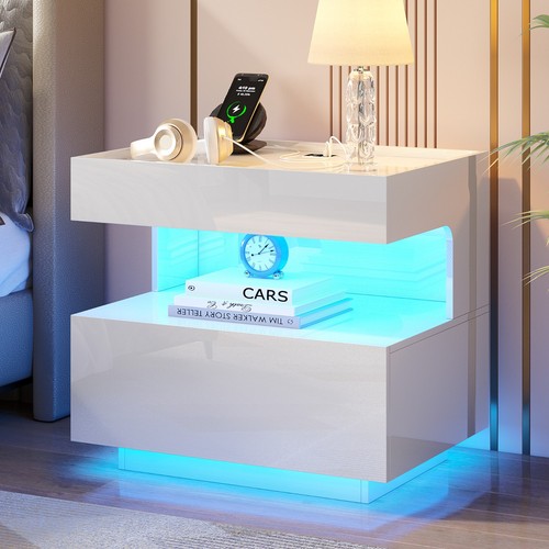 High gloss bedside cabinet - high,
