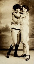 Original Vintage LESBIAN Photograph ca 1920s EROTICA Measures 6.3 x 12.1 cm