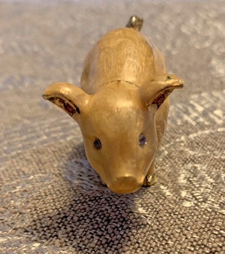 Vintage monet enamelled pig - vintage,