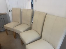 4 Real Leather High Back Dining Chairs