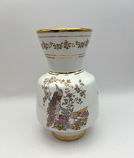 Neofitou Peacock Design Hand Made In Greece Vase 15cms Tall  24k Gold highlights