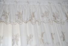 Luxury voile embroidered curtains panel pencil pleat 90 x 90 with pelmet, VGC