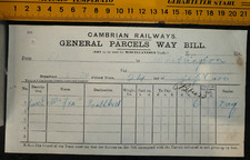 Cambrian Railways - Parcels Waybill 1900