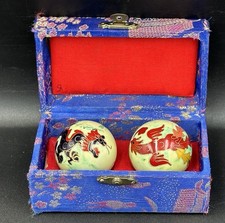 Chinese Baoding Balls Set of 2 Dragon and Phoenix Pair Exercise Balls Boxed