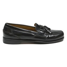 JOHNSON & MURPHY Men's Black Leather Tassel Loafers UK 11 Classic Formal Dress