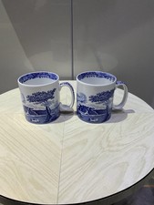 Mugs pair spode blue italian - mugs,