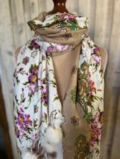 White multi floral wool &