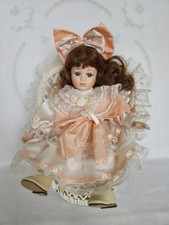 Leonardo Doll with White Wicker Chair ~Pretty 10" Porcelain Doll (broken finger)