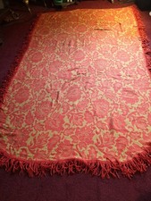 Vintage Damask Floral  Bedspread Red And Gold Brocade
