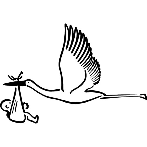 Stork baby stencils - &, /