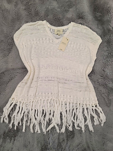 Ivory crochet fringe vest - ivory,