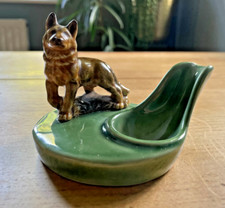 Wade 1950s Pottery Vintage Pipe Stand Holder Ashtray Alsatian German Shepard Dog