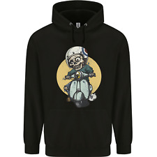 Mod Scooter Moped Skull Mens 80% Cotton Hoodie