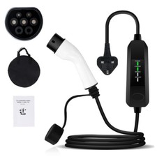 13A EV Charging Cable Type 2 UK Plug 3 Pin Electric Vehicle Car Charger Portable