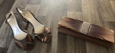Womens Ladies Lucie K High Heels Size 6 & Matching Clutch Hand Bag Silver Detail