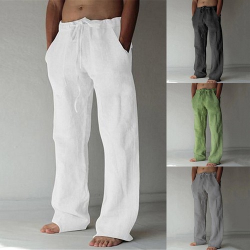 Mens cotton linen loose pants - mens,