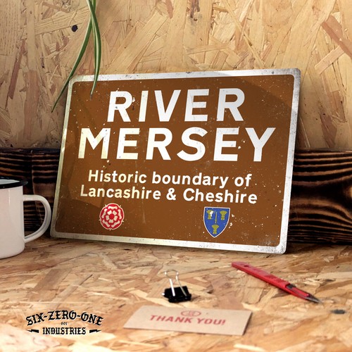River mersey metal sign worn - river,