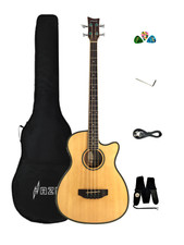 4-String Haze Acoustic Bass Guitar w/EQ,Built-in Tuner+Free Bag FB711BCEQN