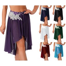 Womens Dancewear Brief Costume Contemporary Skirt Mexican Embroidery Rhinestone
