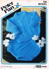 Vintage Baby Jumper & Pant Knitting Pattern, 18" & 20", DK wool ,printed copy