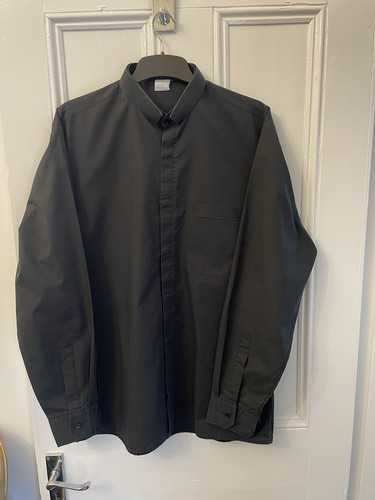Black clerical priest shirt - black,