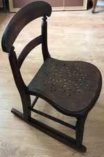Late Victorian Welsh Child's Rocking Chair/Teddy Chair - Pierced Design Seat