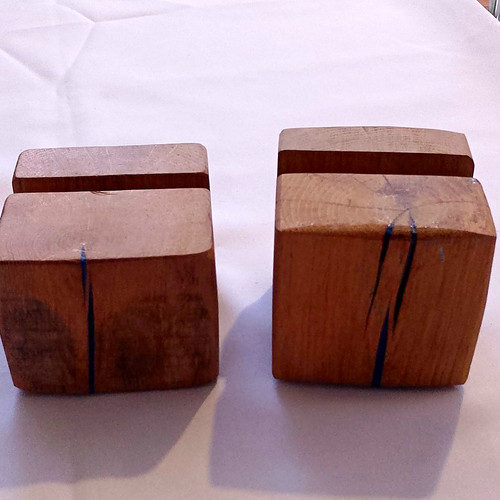 Rustic brown wooden bookends - rustic,
