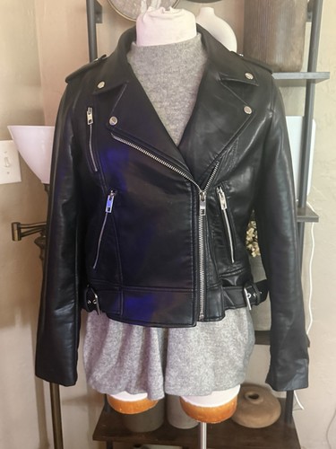 Zara faux leather cropped moto - faux,