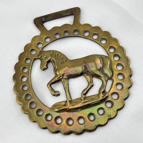 Brass horse medallion antique - brass,