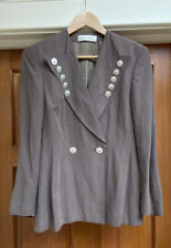 Bernd Berger Womens Suit Vintage 1980s Linen And Silk Taupe Suit Double Breasted