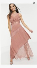 Forever Unique Asymmetric Lace Ruffle Maxi Dress Party Bridesmaid Dress 12 M