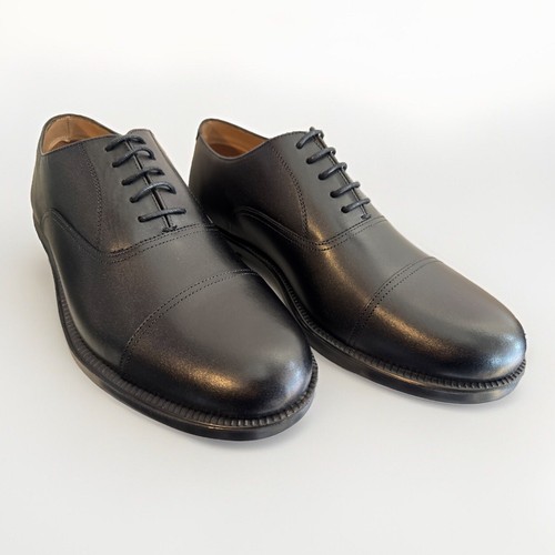 Black leather capped oxford - leather,