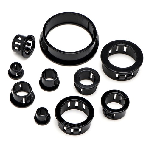 Black round grommet plastic - round,