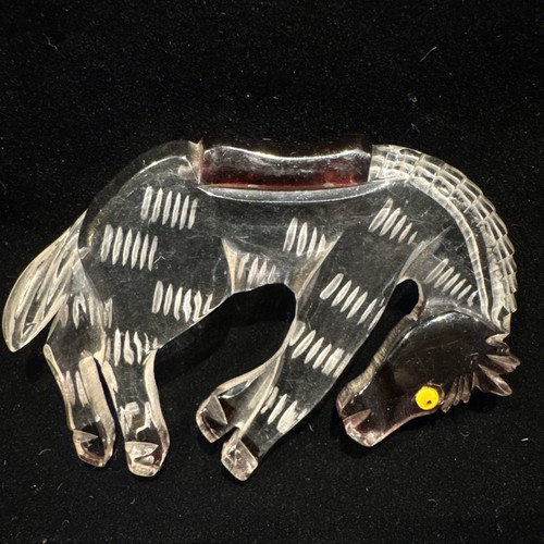 Vintage lucite carved - carved, bucking