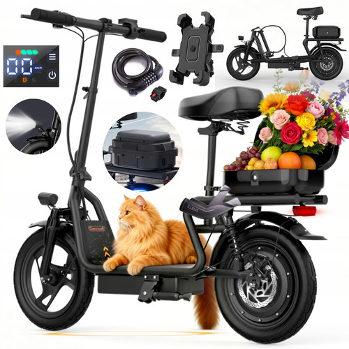 Electric scooter with seat - with,