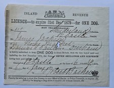Victorian Inland Revenue Dog Licence 1879 VR Watermark